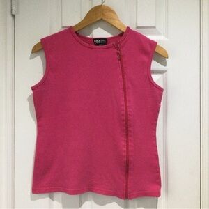 FMX Stretch Pink Cotton Asymmetrical Zip Up Top
